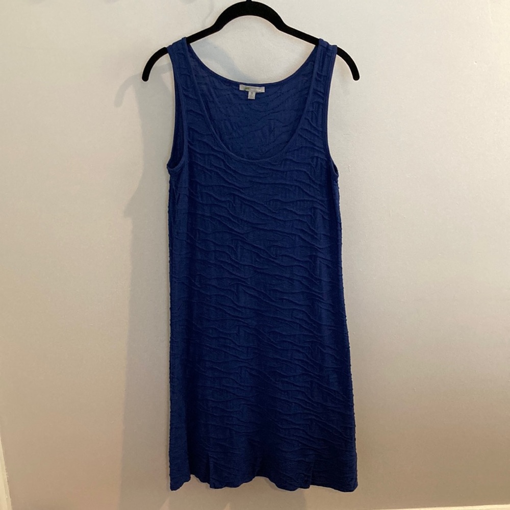 Horny toad dress, small, blue, textured